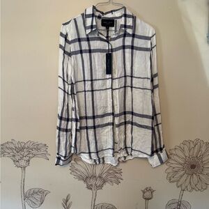 Romeo & Juliet Couture Navy and White Plaid Shirt